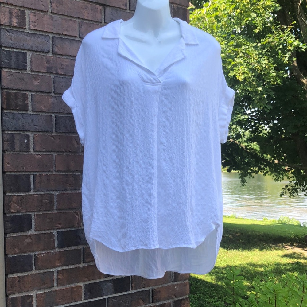 Women's White Lightweight V-Neck Blouse